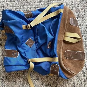 Vintage 70s 80s Wilderness Experience  Backpack / Duffle Leather Canvas Bag,